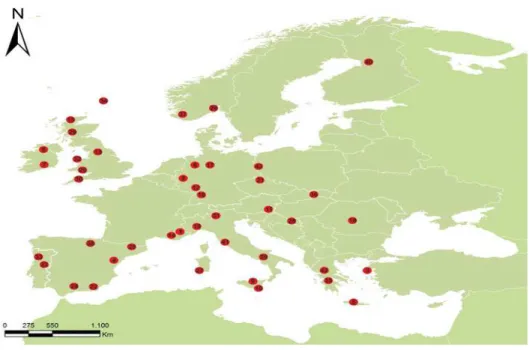 Figura 24- Mapa com a localização da Rede Europeia de Geoparques 