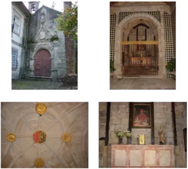 Figura 18: Imagens do exterior e interior da Capela de Santa Catarina  Fonte: Própria 