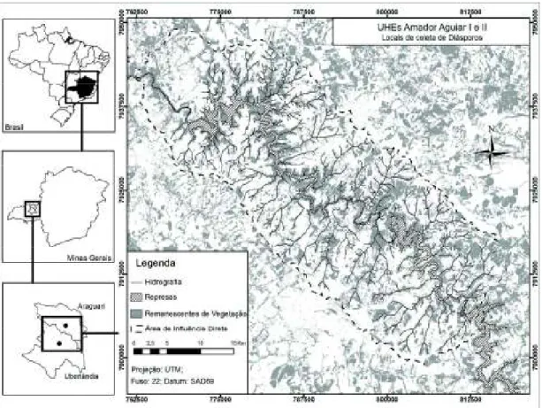 Figura  1.  Localização  geográfica  do  Vale  do  Rio  Araguari  nos  municípios  de  Araguari  e  Uberlândia, MG