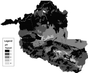 Figure 5 -  Percent topsoil aluminum saturation distribution in Rondônia based on soil survey and samples.