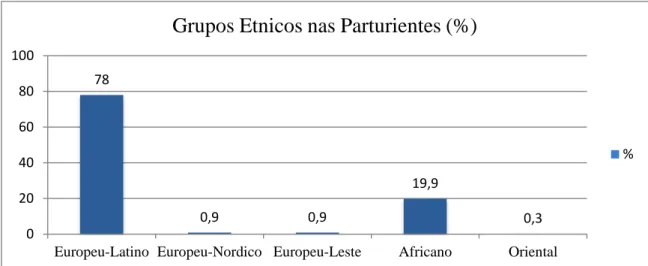 Figure 7 Classificação das parturientes segundo o grupo étnico (%) 