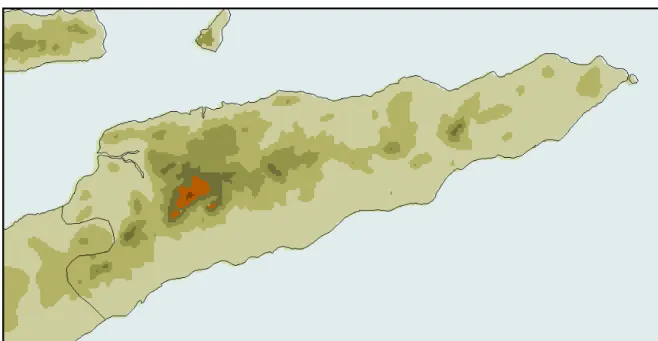 Fig. 5. Relief map of the island of Timor, with special focus on the eastern part. 