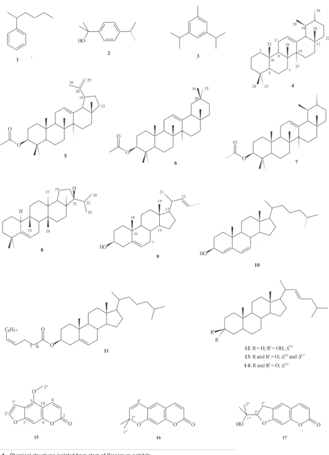 Figure 1 - Chemical structures isolated from stem of Brosimum potabile.