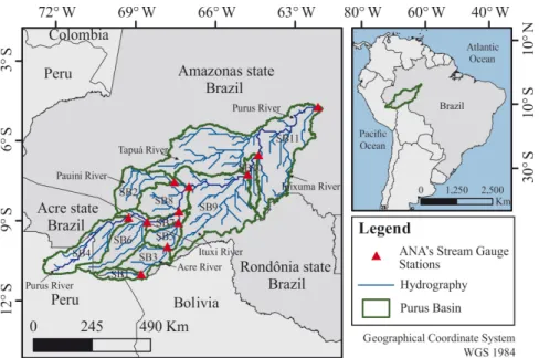 Figure 1. Location of the Purus River Basin in the southwestern Amazon. This figure is in color in the electronic version.