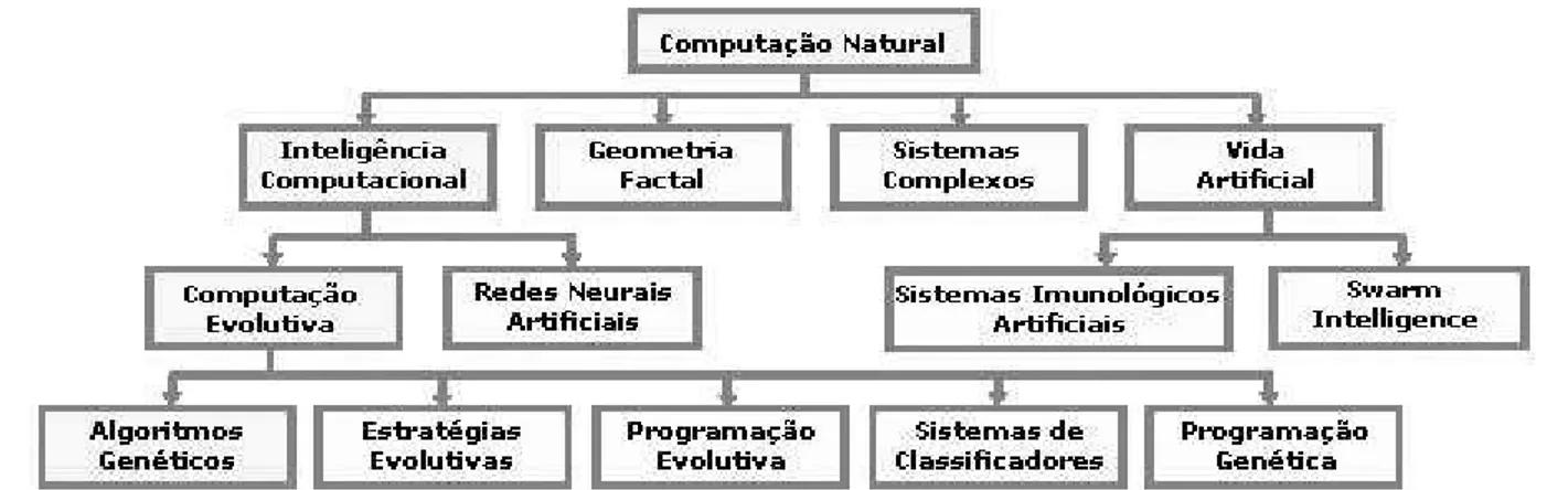 Fig. 2.2: Esquema da Taxonomia nos Sistemas baseados em Computação Natural, baseado em [128].