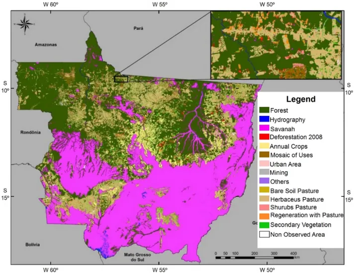 Figure 5. Detailed TerraClass mapping of Mato Grosso (MT). This figure is in color in the electronic version.