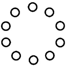 Figura 3.5: Formato para a região de vizinhança de uma SOM linear em anel. 