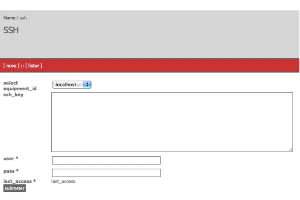 Figure 3.4: SSH new entry form