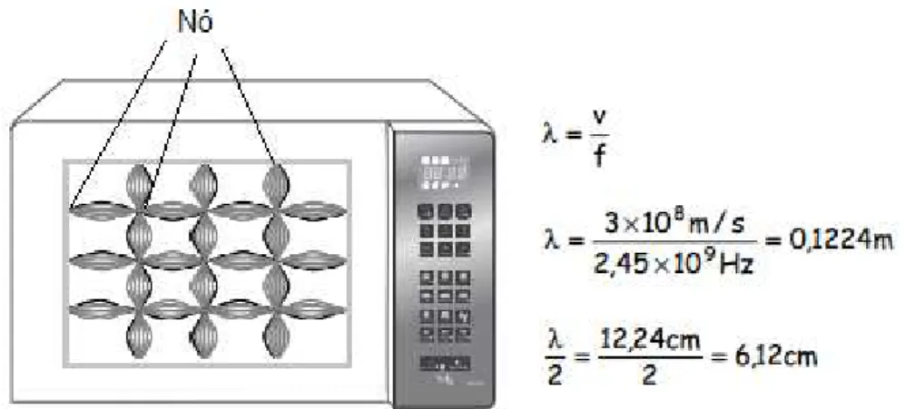 Figura 2.6 - Ondas eletromagnéticas na câmara de cozimento de um forno micro-ondas. 