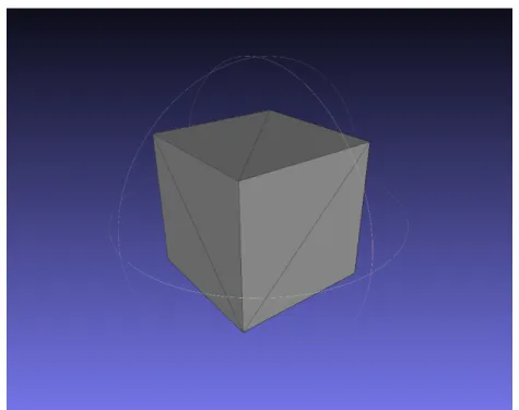 Figura 4.1: Cubo convertido no formato &#34;PLY&#34;em ambiente MeshLab.