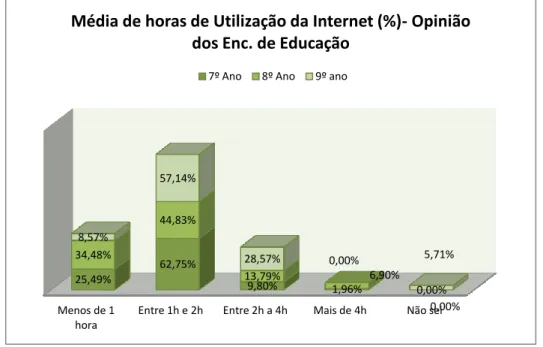 Gráfico 13-Média de horas de utilização da Internet (%)- EE 