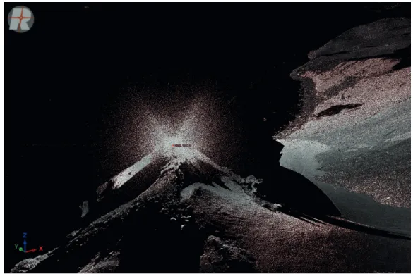 Figure 2 - Cloud with some points (airborne particles registered with high sensibility mode), to be extracted  and filtered from the current terrain in the study area.