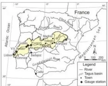 Figure 2.3: Tagus River basin location. Adapted from Salgueiro et al. (2013). 