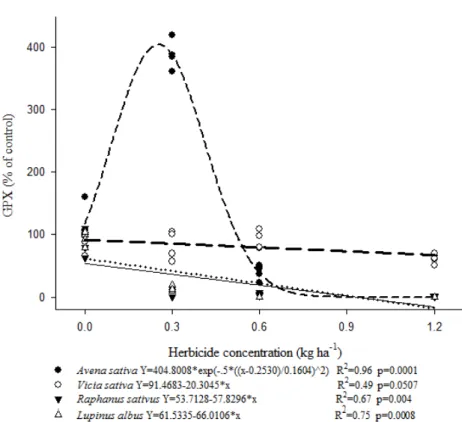Figure 4 - Effect of sulfentrazone on Guaiacol peroxidase (GPX) activity in different crop plants