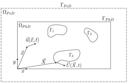 Figura 3.11: Representa¸c˜ao esquem´atica dos dom´ınios de c´alculo: euleriano e lagrangiano.