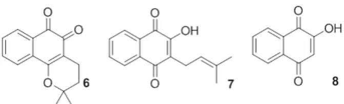 Figure 2 – Structures of three important natural  naphthoquinones and some related drugs.