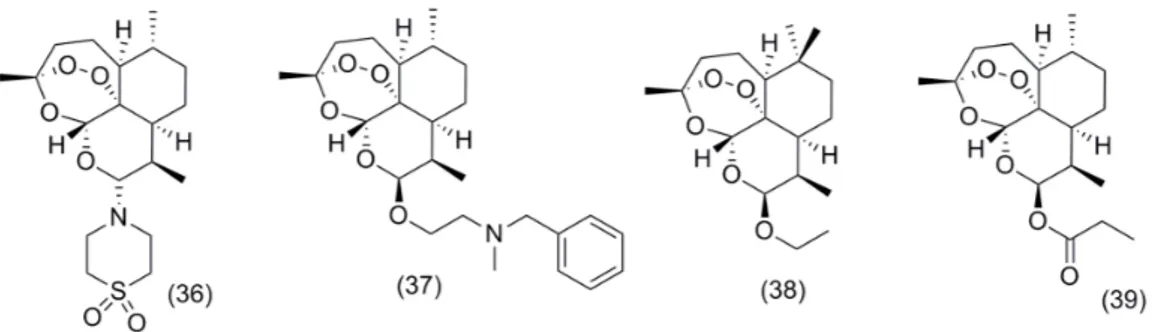 Figure 14 - Structures of ART derivatives 36-39.