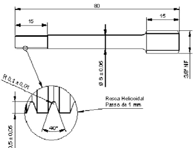 Figura 2.10: Corpo de prova com rosca para o teste de implante. 