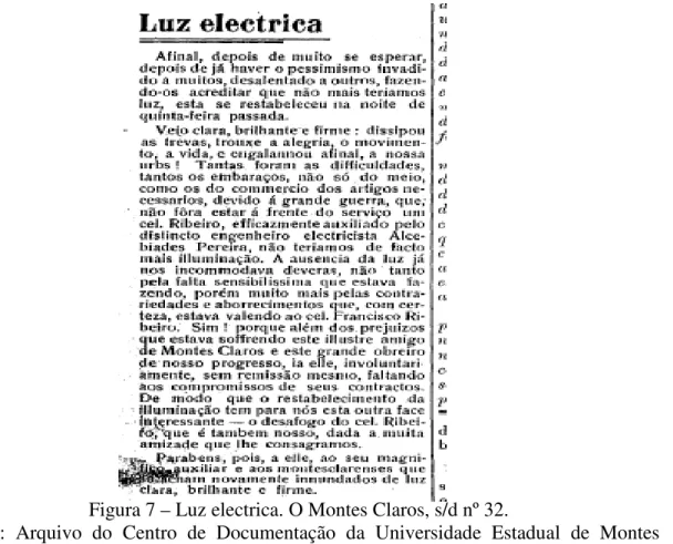 Figura 7 – Luz electrica. O Montes Claros, s/d nº 32. 
