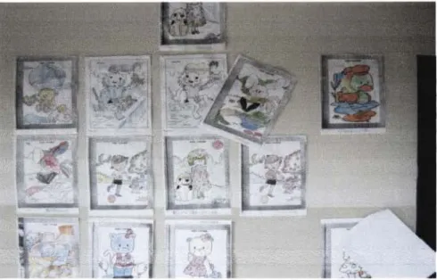 Foto 5 - Desenhos feitos pelos idosos. Trabalho realizado com os estagiários  do curso de Psicologia (UNITRI)