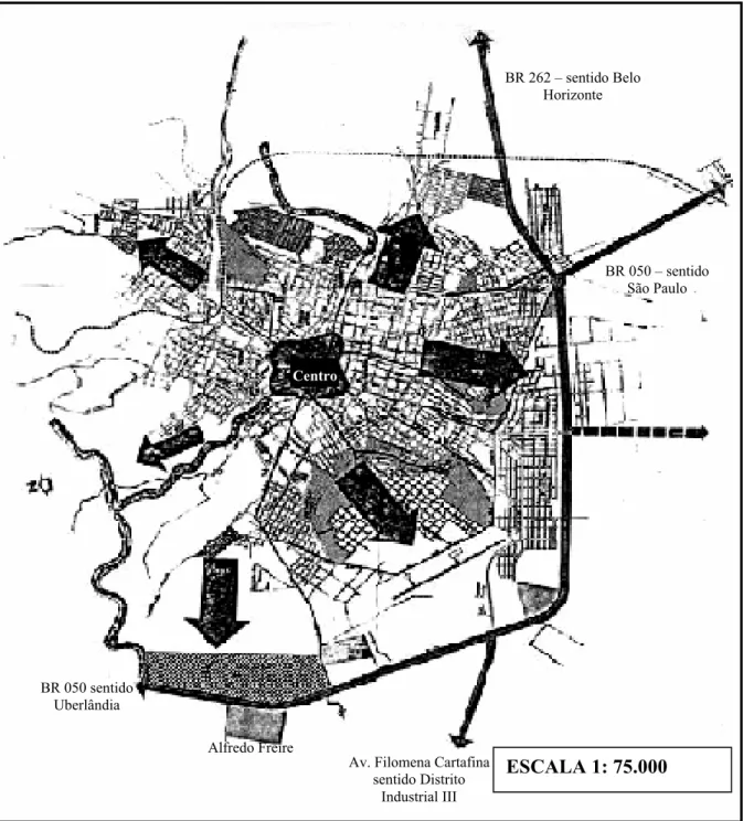FIGURA 2: Mapa sobre a tendência da expansão urbana em Uberaba – 1980 