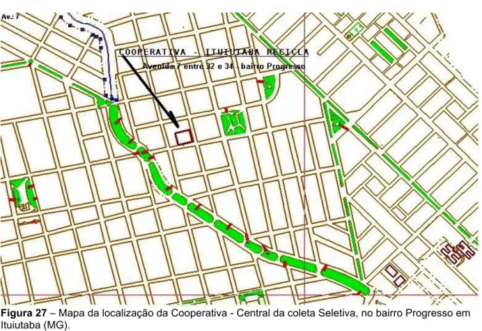 Figura 27 – Mapa da localização da Cooperativa - Central da coleta Seletiva, no bairro Progresso em  Ituiutaba (MG)