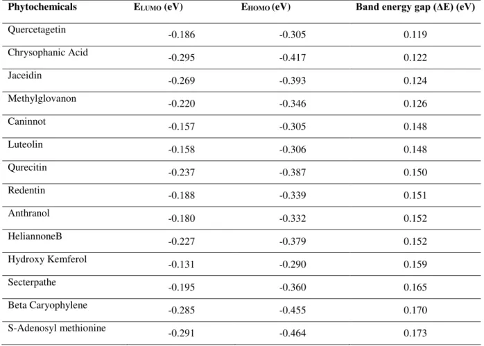 Table 5: Band energy gaps analysis in the binding pocket of MTase 