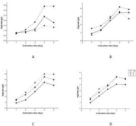 Fig. 2. Influence of carbon source concentration on the exopolysaccharide accumulation by Azotobacter vinelandii: 