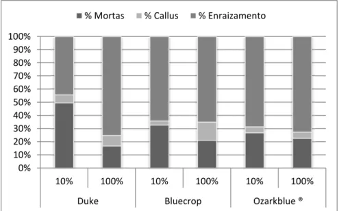 Figura 17 - Influência do substrato no sucesso de enraizamento. 