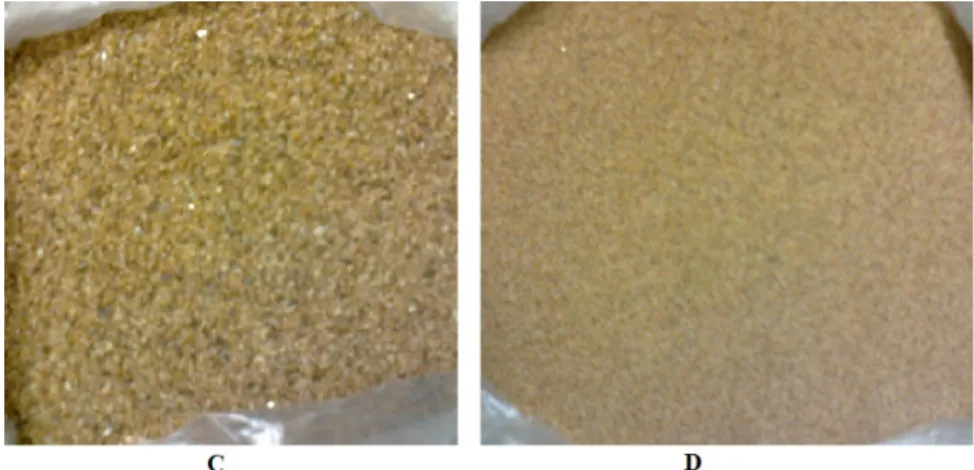 Figura 3.3 – C) areia grossa e D) areia fina, utilizados nos filtros. 