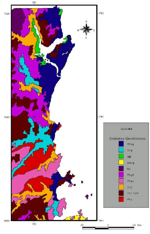 Figura 3.1–Mapa Geotécnico do litoral Centro-Norte de Santa Catarina – 2002. 