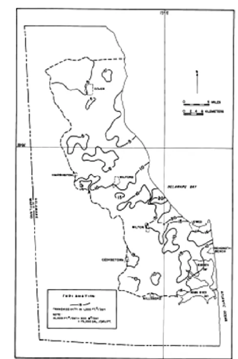 Figura 11 – Mapa de curva de transmissividade do aquífero de Delaware  Fonte: JHORSTON, 1977 