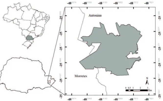 Figure 1 - Localization of study area in the State of Paraná, Southern Brazil.
