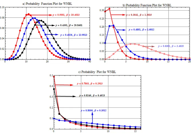 Figure 1 - Probability Graphs for the Indicated Values of p and β of WNBL.