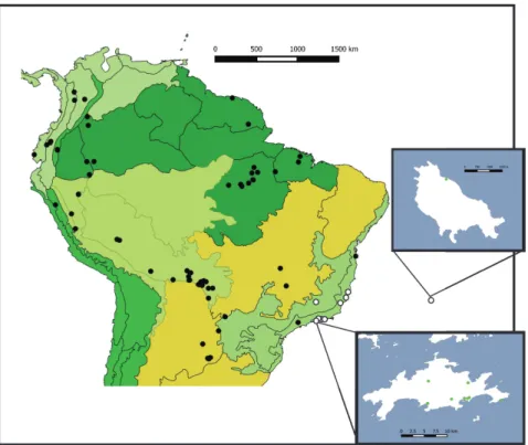 Figure 1 - Area of distribution of the genus Solaropsis. Biogeographical regionalization  of Morrone (2014) at the Dominion level