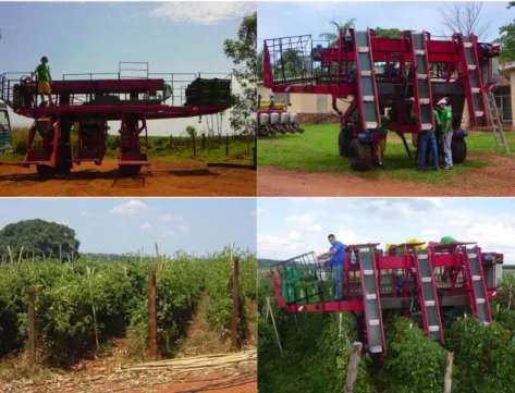 FIGURE 2. Cloc kwise: Front and back view of the equip ment, to mato fie ld and mobile platfo rm in operation