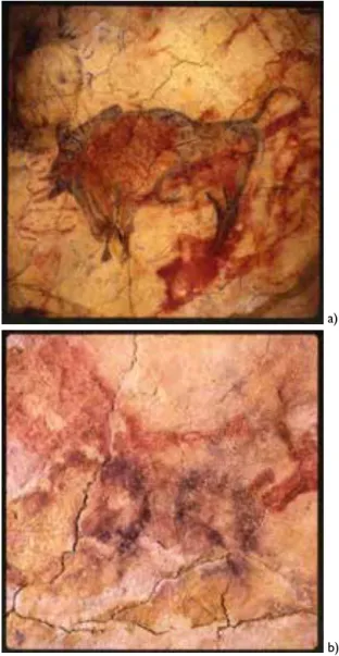 Figure 3. a) Bison. Retrieved from: http://museodealtamira.mcu.es/index.html. b) Hands in the 