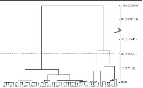 Figure 2. Graphic dispersion of the scores with two representative axes of canonical variables  (VC1 and VC2)