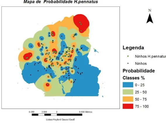 Tabela  42  —  Número  máximo  e  mínimo  de  pontos  vizinhos  com  os  que  foi  criado  o  mapa  de  probabilidade  de  H