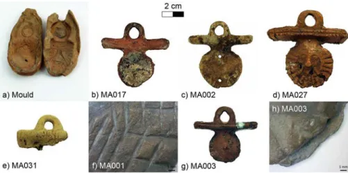 Figure  1. Examples  of  some  of  the  analysed  anthropomorphic  handle  attachments  of situlae  from  Conimbriga