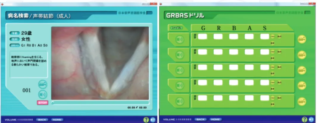 Figure 1. Case (left) and drill (right) user interfaces from the GRBAS DVD [39].