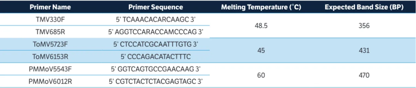 Table 1. Primers used for tobamoviruses detection.