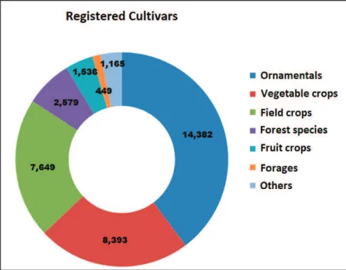 Figure 1. Number of cultivars registered in the National Register of Cultivars (RNC) of the  Ministry of Agriculture, Livestock and Food Supply, from 1998 to 2017