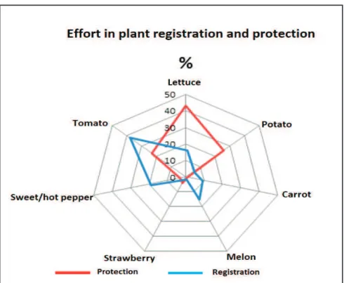 Figure 4. Number of vegetable cultivars registered (RNC/MAPA) and/or protected (SNPC/