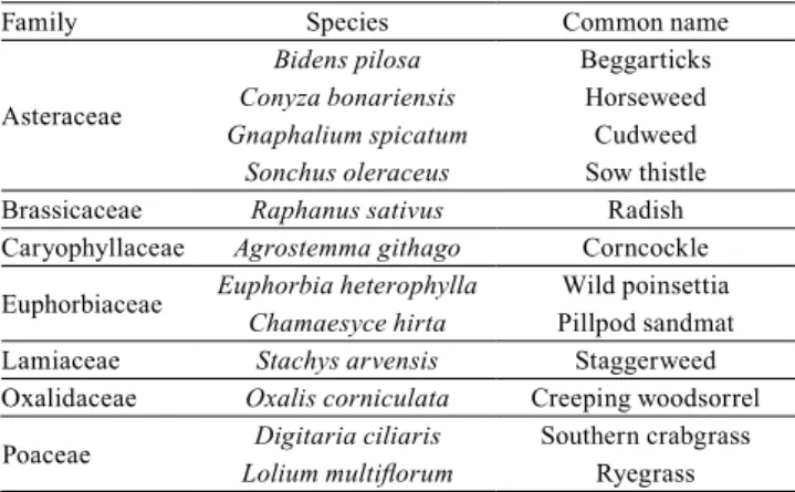 Table 3. Relative density (%) of weed species prior to the  implementation of the soil tillage systems.