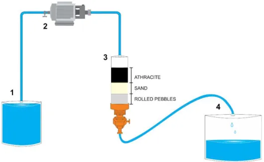 Figure 1. Scheme of rapid downflow filtration process. 