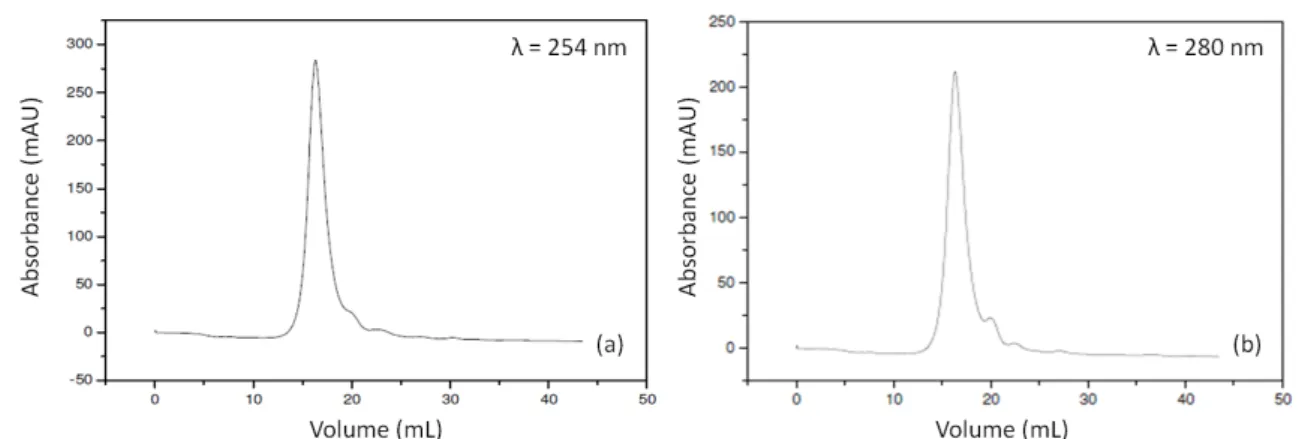 Figure 3.  Chromatogram, at 254 nm (a) and at 280 nm (b), of the slurry “in natura” filtered  at 45 μm and diluted 10 times.