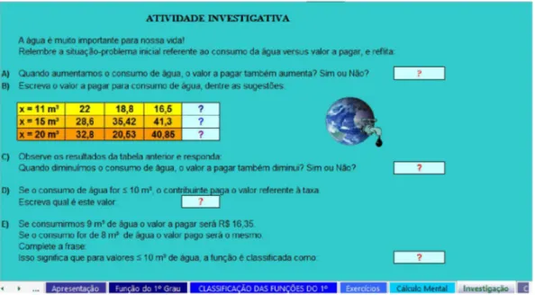 Figura 9- Print screen da sétima tela do OA -  Planilha nomeada ‘Atividade investigativa’