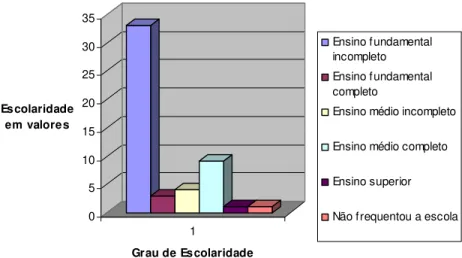 Gráfico 2: Índice de escolaridade entre os comunitários arrolados na pesquisa. 
