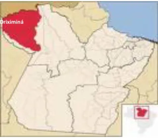 FIGURA 1. Mapa do Estado do Pará, com a localização geográfica do Município de Oriximiná